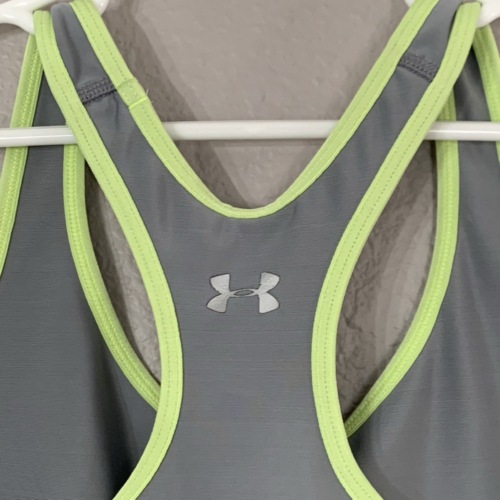 Under Armour Mid Crossback Women's Size M Gray Green Compression Sports Bra - Picture 3 of 7